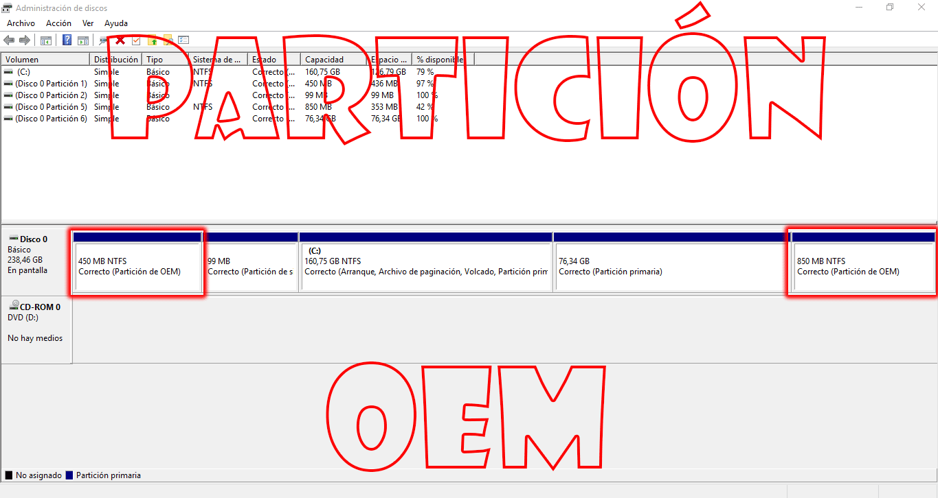 Partición OEM