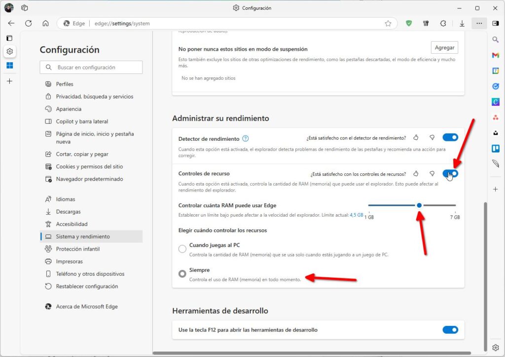 Cómo limitar el uso de RAM en Microsoft Edge